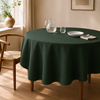 Genoa Woven Linen Stain Resistant Round Table Cloth White