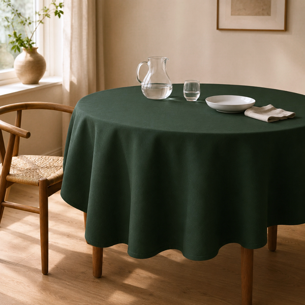Genoa Woven Linen Stain Resistant Round Table Cloth White