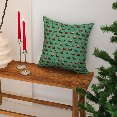 Christmas Dogs Dokuma Keten Kırlent Kılıfı