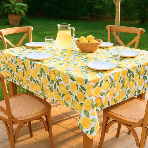 Lemon Woven Linen Stain Resistant Table Cloth