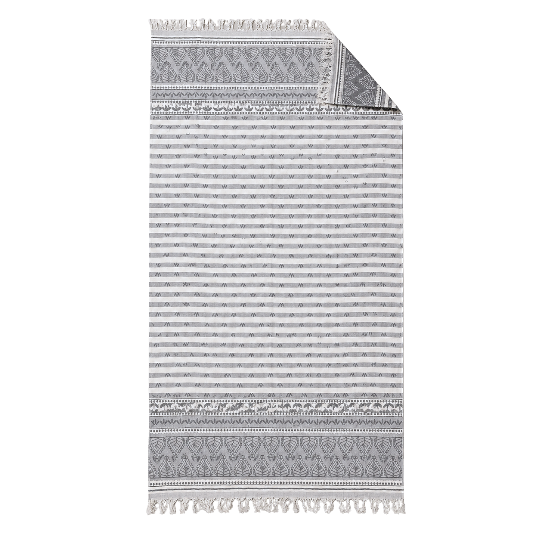 Stripe Throw Cotton Loincloth Smoked-White 100x170 cm