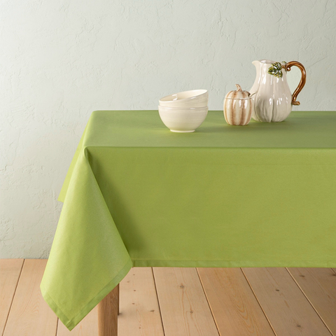 Genoa Woven Linen Stain Resistant Table Linen Light Green