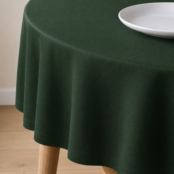 Genoa Woven Linen Stain Resistant Round Table Cloth White