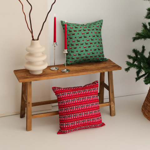 Christmas Dogs Dokuma Keten Kırlent Kılıfı