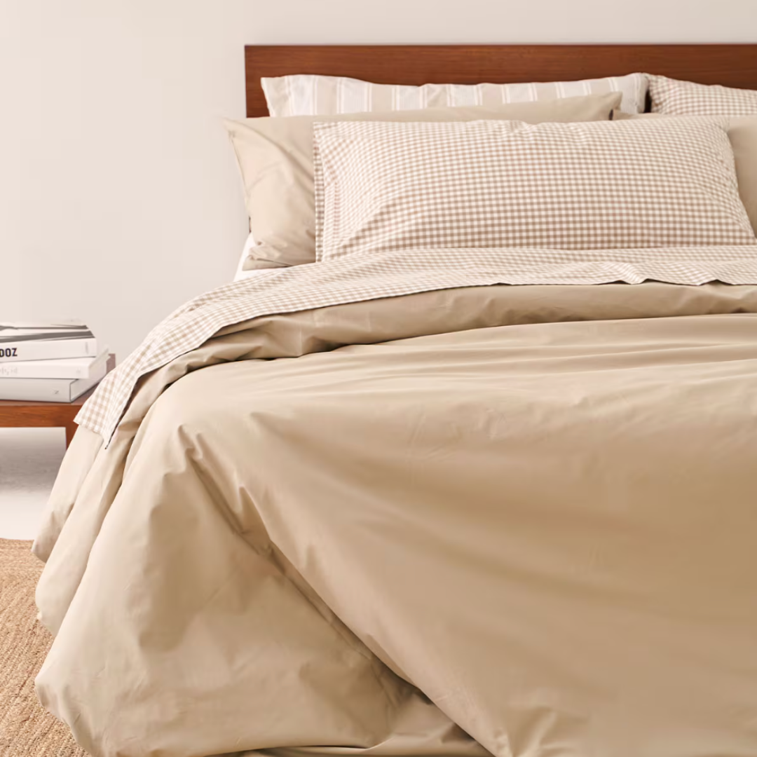 Carly %100 Pamuk Çift Kişilik Düz Nevresim Takımı 200x220 cm Kum Beji