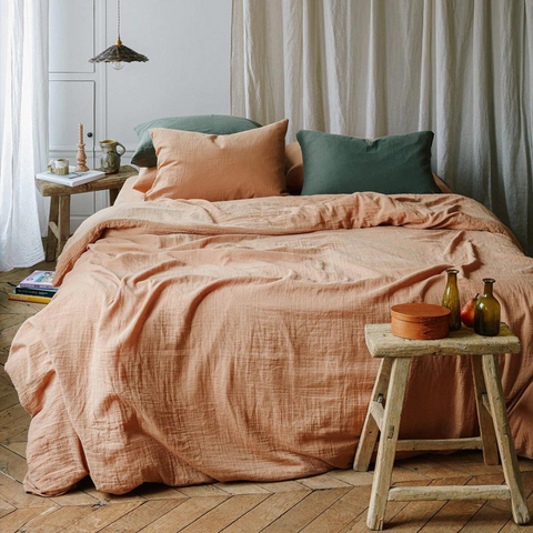 Allure Muslin Cotton Double King Size Duvet Cover Set 240x220 cm Brown