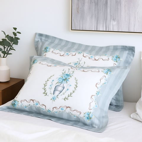 100% Cotton Satin Double Pillow Cover 50x70 cm Blue