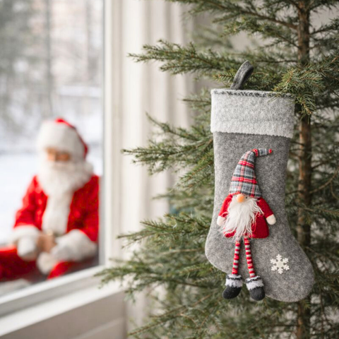 Santa Dekoratif Yılbaşı Çorabı Gri