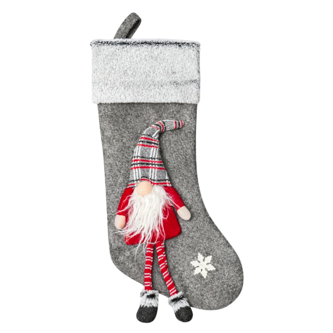 Santa Dekoratif Yılbaşı Çorabı Gri