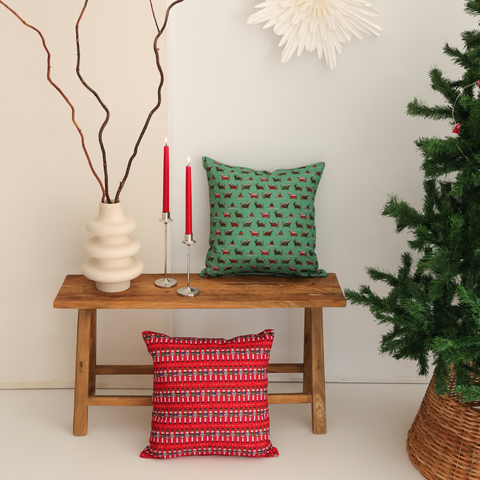 Christmas Dogs Dokuma Keten Kırlent Kılıfı