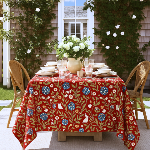 Cyra Premium Linen Tablecloth Red