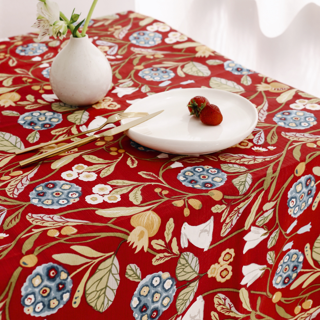 Cyra Premium Linen Tablecloth Red