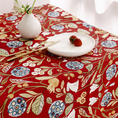 Cyra Premium Linen Tablecloth Red