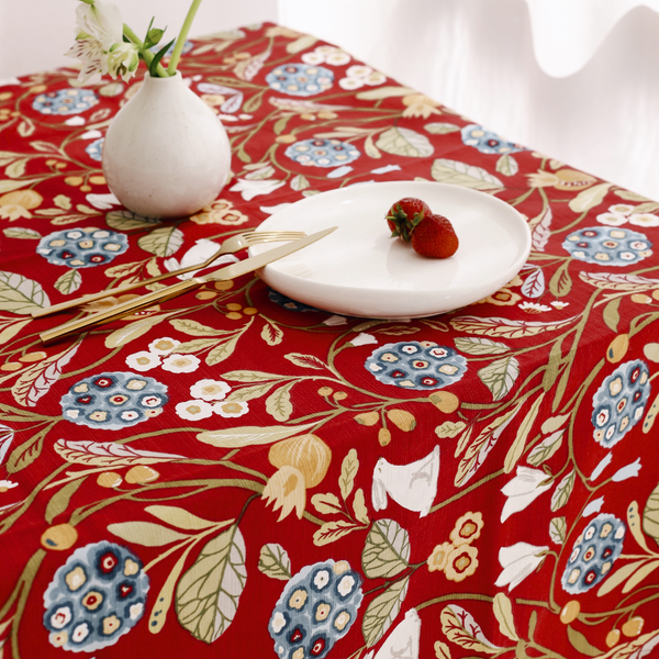 Cyra Premium Linen Tablecloth Red