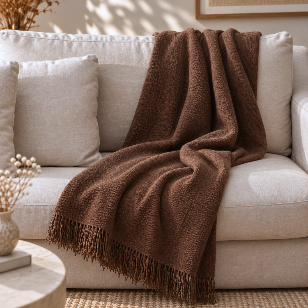 Alba 100% Cotton Throw Blanket 150x220 cm Yellow 