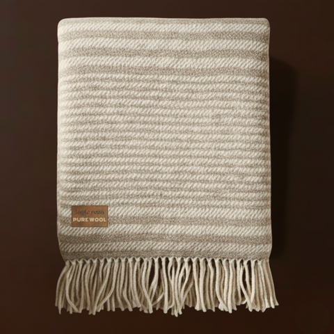 Woolmark Single Person Pure Wool Blanket Checked Mustard