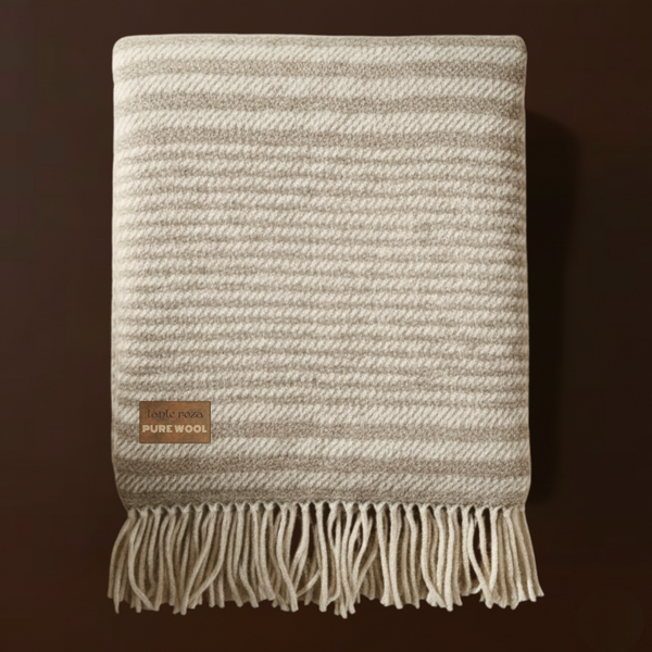 Woolmark Single Person Pure Wool Blanket Checked Mustard