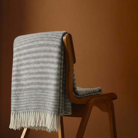 Woolmark Single Person Pure Wool Blanket Checked Mustard