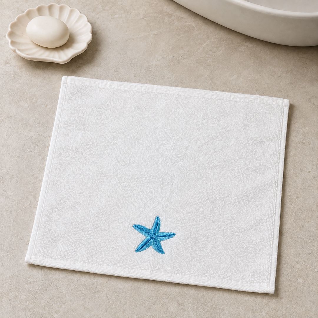 Leaf 100% Cotton Hand Towel 30x30 cm Powder