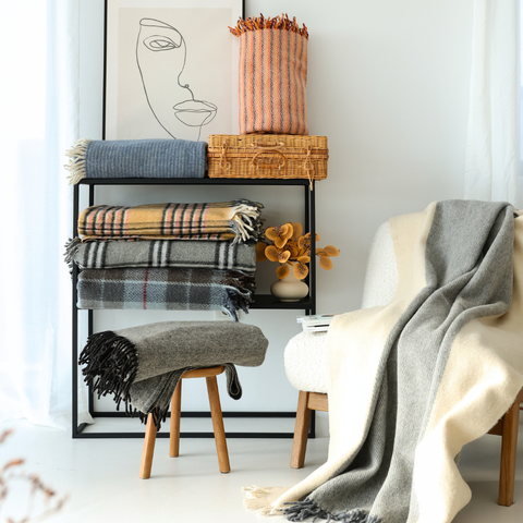 Woolmark Herringbone Single Pure Wool Blanket Navy Blue