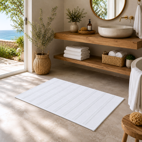 Iona Cotton Bath Mat 80x190 cm White