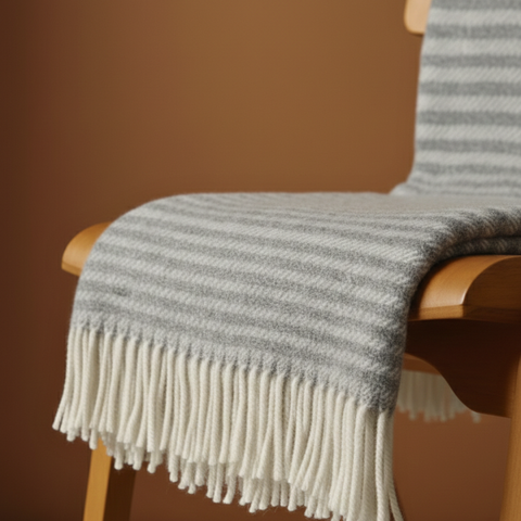 Woolmark Single Person Pure Wool Blanket Checked Mustard