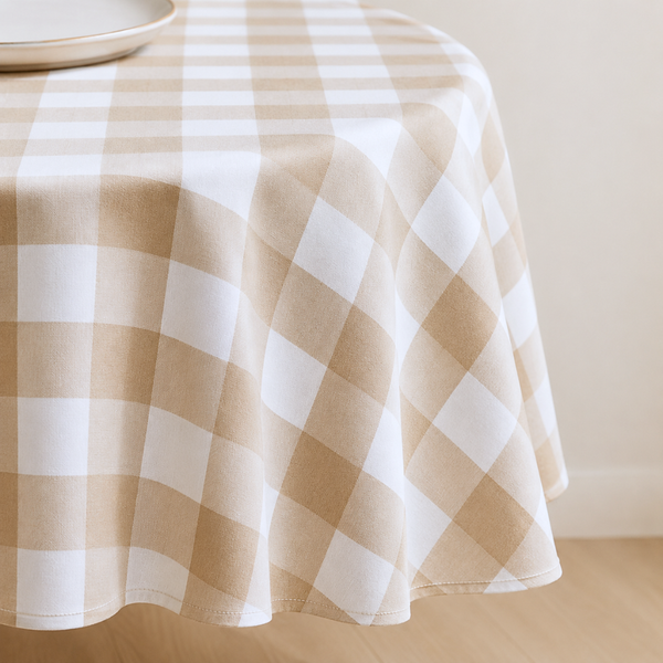 Genoa Woven Linen Stain Resistant Round Table Cloth White