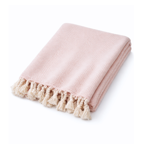 Laura Cotton Throw Blanket - Blanket Cream