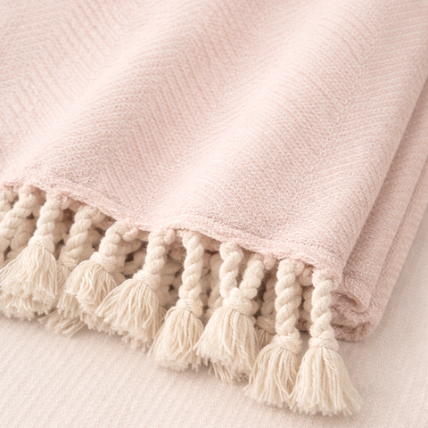 Laura Cotton Throw Blanket - Blanket Cream