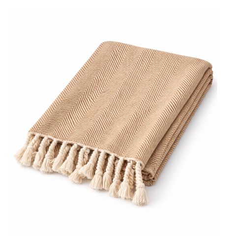 Laura Cotton Throw Blanket - Blanket Cream