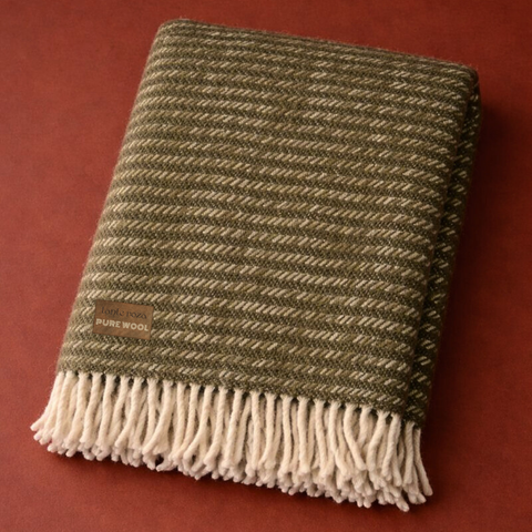Woolmark Single Person Pure Wool Blanket Checked Mustard