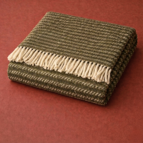 Woolmark Single Person Pure Wool Blanket Checked Mustard
