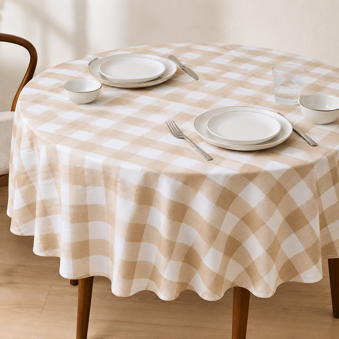 Genoa Woven Linen Stain Resistant Round Table Cloth White