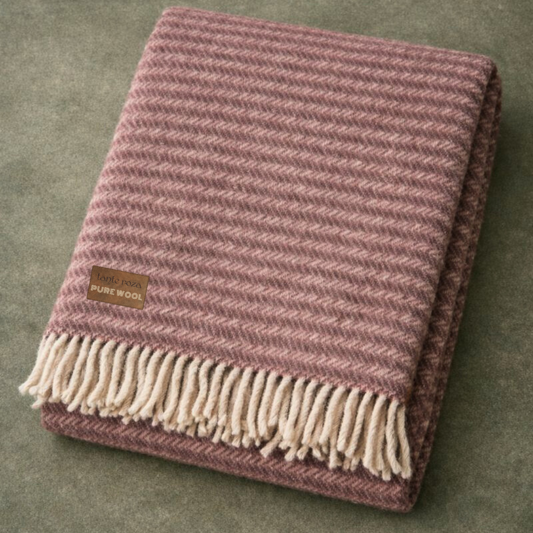 Woolmark Single Person Pure Wool Blanket Checked Mustard