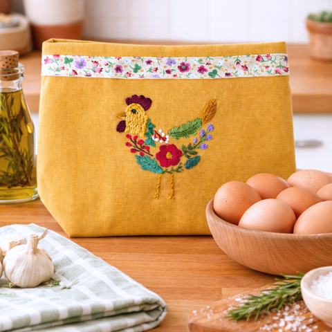 Bread Design Woven Basket Rooster Pattern