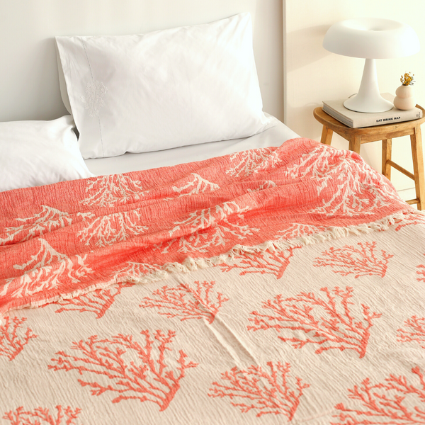 Coral 4 Layer Muslin Double Bedspread Coral