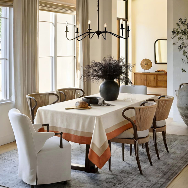 Genoa Woven Linen Stain Resistant Table Cloth White
