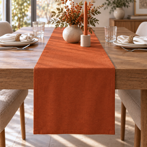 Genoa Woven Linen Stain Resistant Runner 50x150 cm Cinnamon