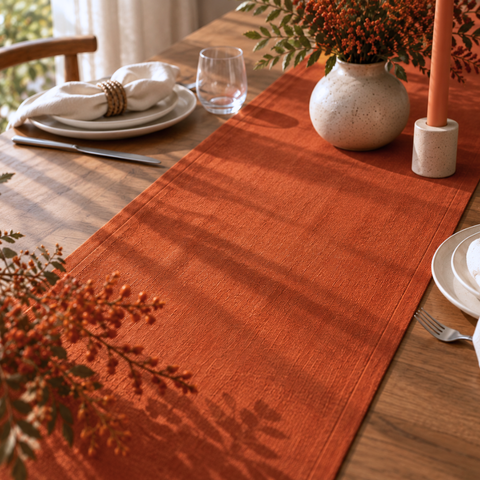 Genoa Woven Linen Stain Resistant Runner 50x150 cm Cinnamon