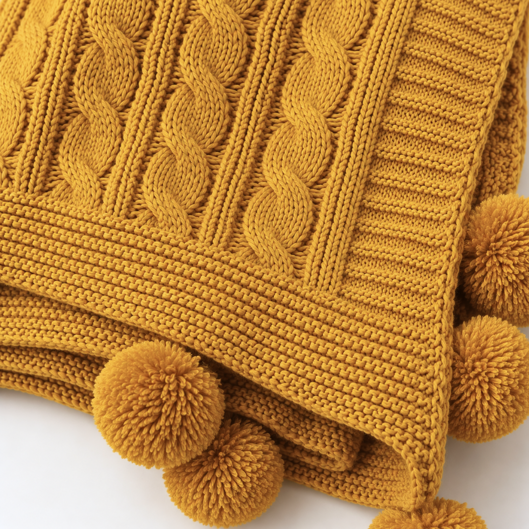 Nova Triko Throw Battaniye 130x150 cm Safran
