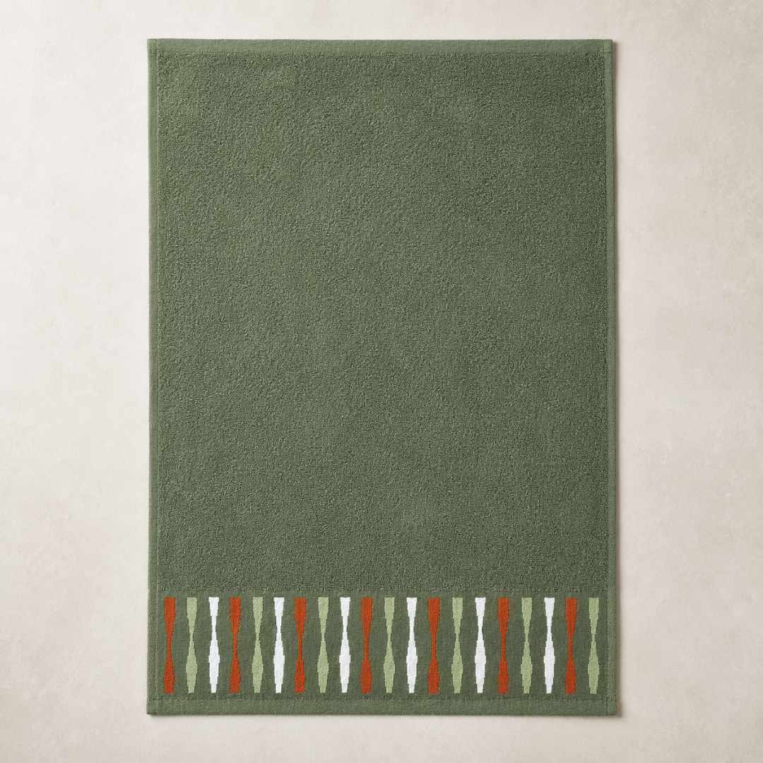 Khaki Bordür Kenarlı %100 Pamuk El Havlusu 40x60 cm