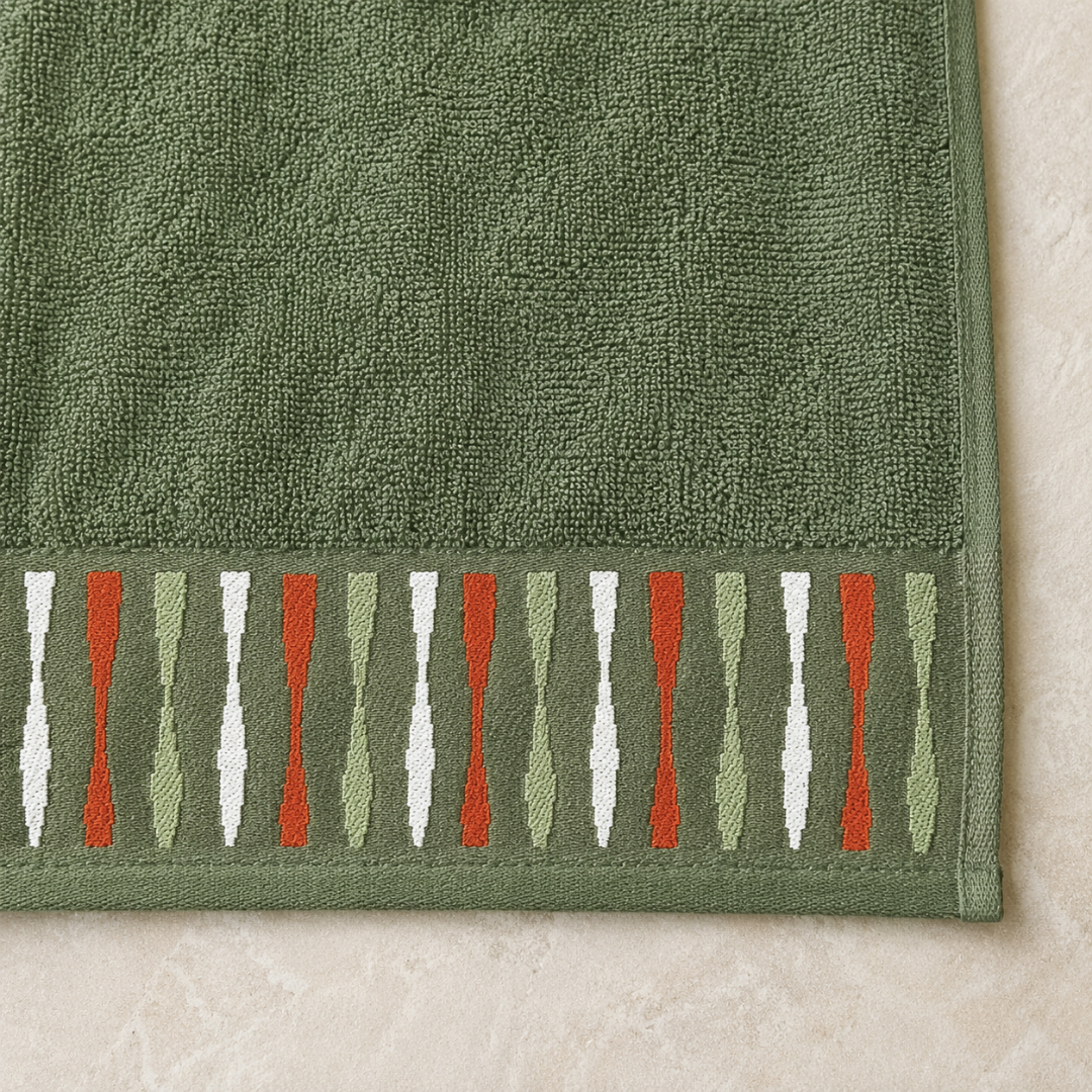 Khaki Bordür Kenarlı %100 Pamuk El Havlusu 40x60 cm