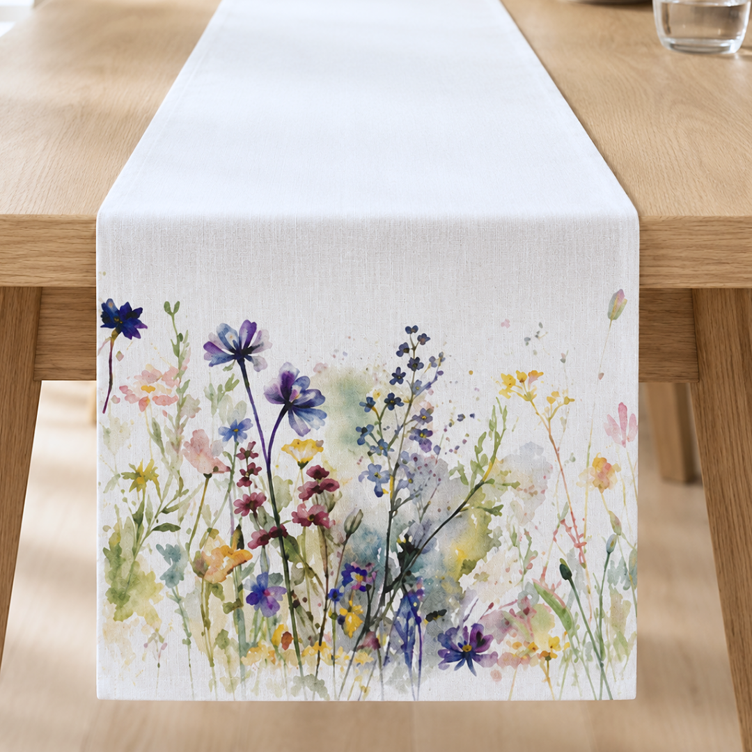 Menekşe Leke Tutmaz Pamuk Runner 45x150 cm