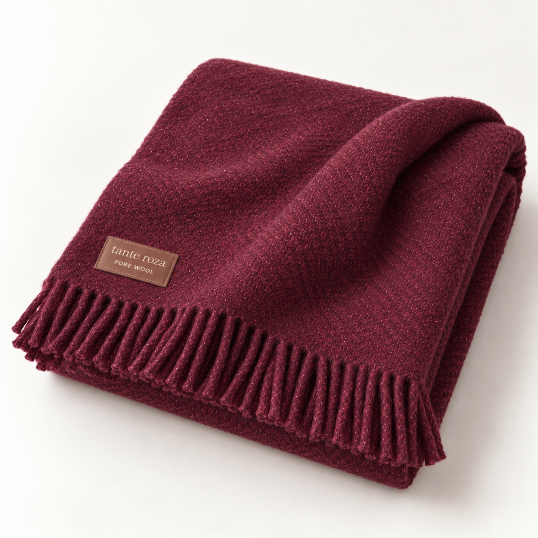 Woolmark Single Pure Wool Blanket Claret Red