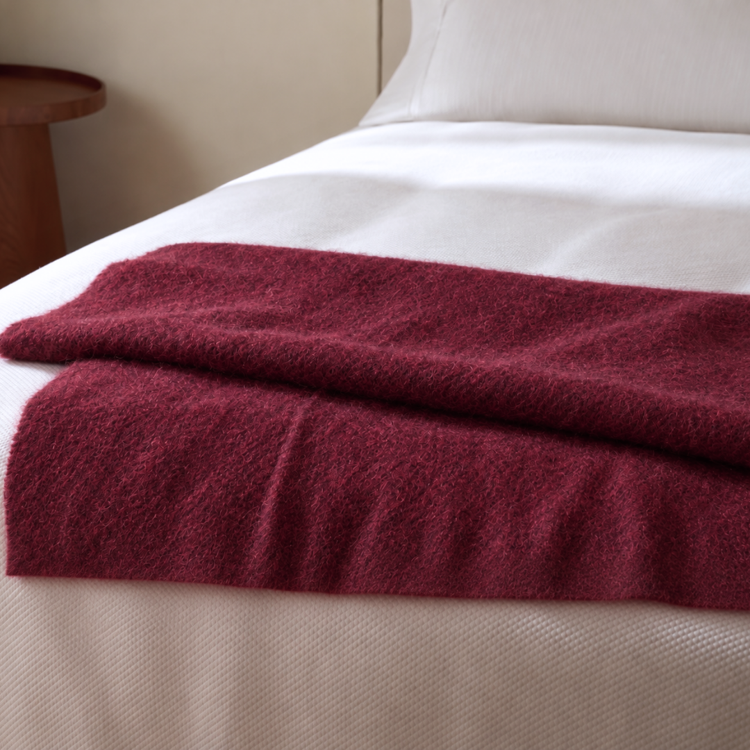 Woolmark Single Pure Wool Blanket Claret Red