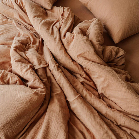 Allure Muslin Cotton Double King Size Duvet Cover Set 240x220 cm Brown