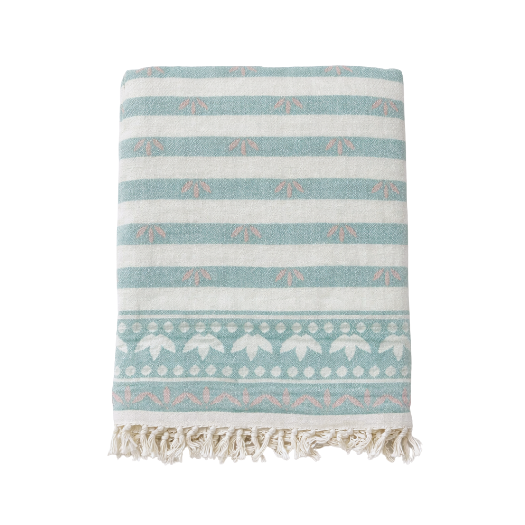Stripe Throw Cotton Loincloth Smoked-White 100x170 cm