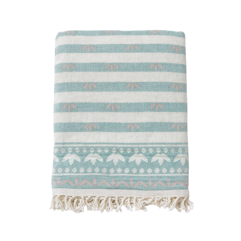 Stripe Throw Cotton Loincloth Smoked-White 100x170 cm