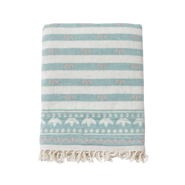 Stripe Throw Cotton Loincloth Smoked-White 100x170 cm