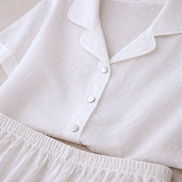 Dreamy İşlemeli Pamuk Kadın Pijama Takımı Beyaz